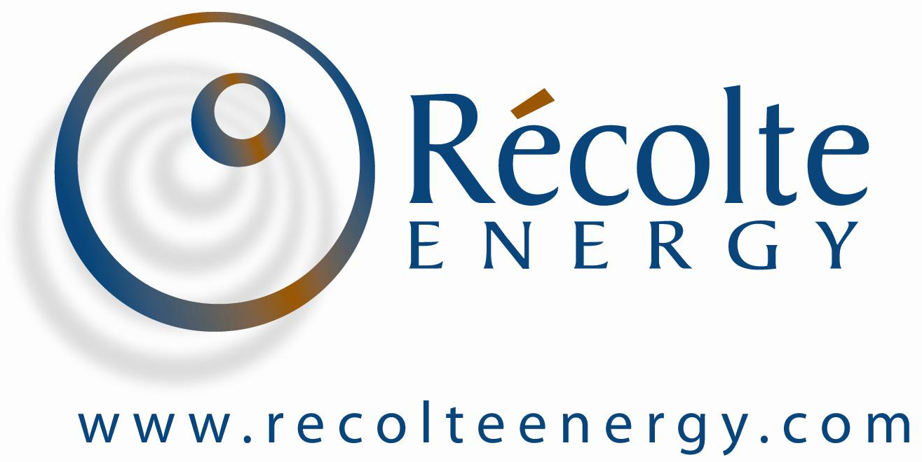 логотип, говорит Recolte Energy, показывает иллюстрацию спирали
