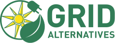 logo, says GRID Alternatives on right and icon of leaf, sun and plug on left