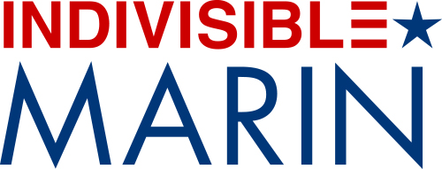 logo, says Indivisible Marin, shows illustration of star, patriotic looking in design