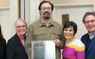 Dawn Weisz, Kathrin Sears, Howdy Goudey holding Charles McGlashan Award plaque, Rebecca Milliken, and Paul Fadelli