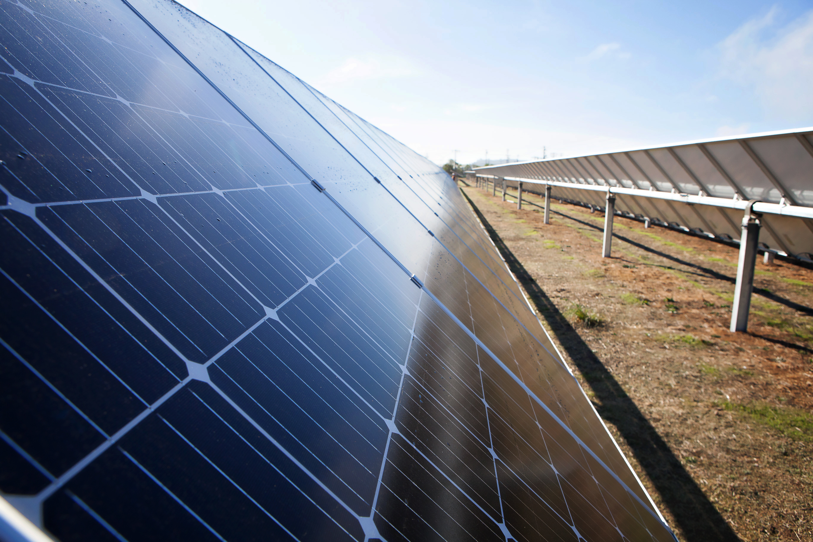 a row of solar panels