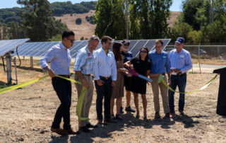 MCE, Napa County, and Renewable Properties staff cut ribbon, celebrate American Canyon Solar completion, solar panels, trees