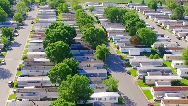 arial view of mobile home park in California