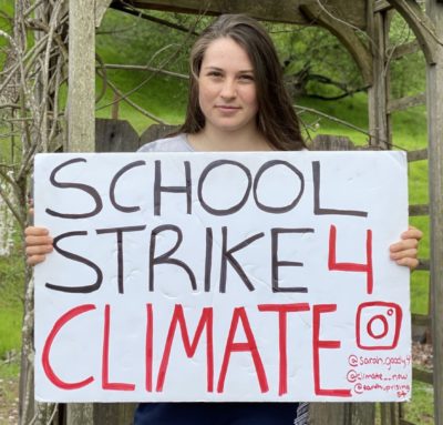 School Strike, Climate Action, Sarah Goody, MCE #BecauseofYouth spotlight