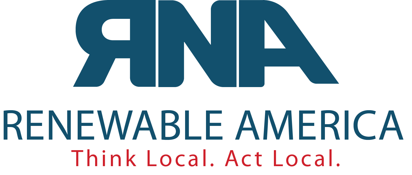 Renewable America-Logo, lokal denken, lokal handeln